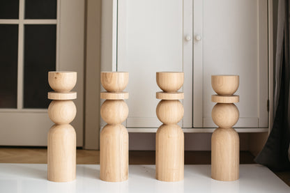 Natural Wooden Coffee Table Leg with Sphere Detail – Handmade Design, H380 mm