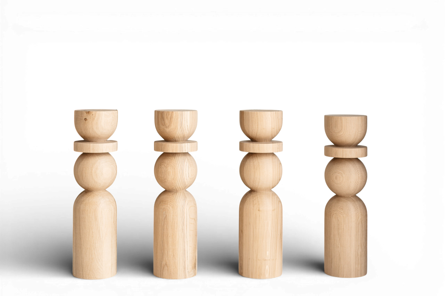 Natural Wooden Coffee Table Legs with Sphere Detail – Handmade, Set of 4, H380 mm