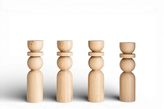 Natural Wooden Coffee Table Legs with Sphere Detail – Handmade, Set of 4, H380 mm