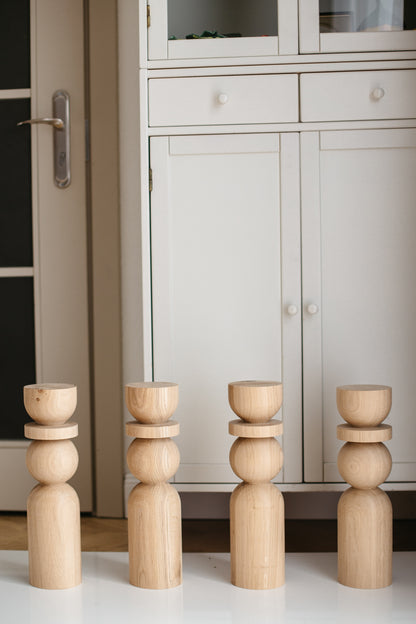 Natural Wooden Coffee Table Legs with Sphere Detail – Handmade, Set of 4, H380 mm