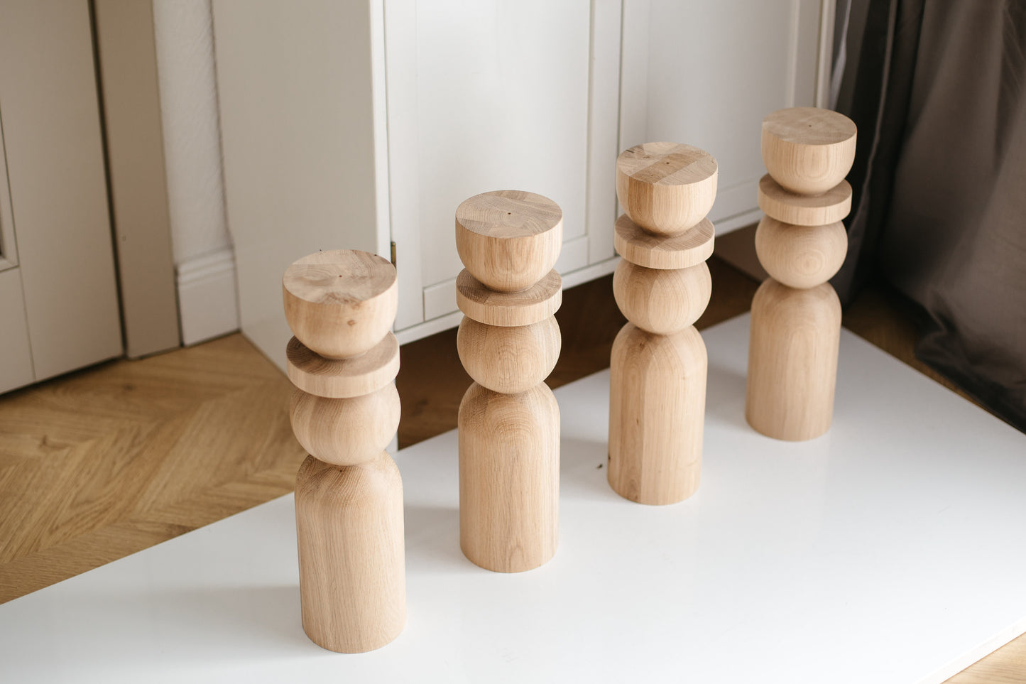Natural Wooden Coffee Table Leg with Sphere Detail – Handmade Design, H380 mm