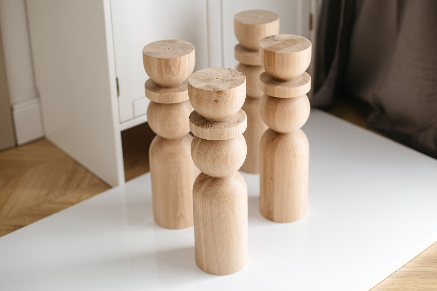 Natural Wooden Coffee Table Leg with Sphere Detail – Handmade Design, H380 mm