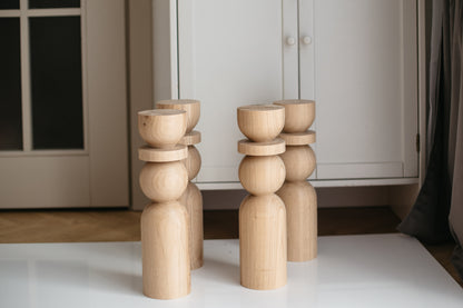 Natural Wooden Coffee Table Legs with Sphere Detail – Handmade, Set of 4, H380 mm