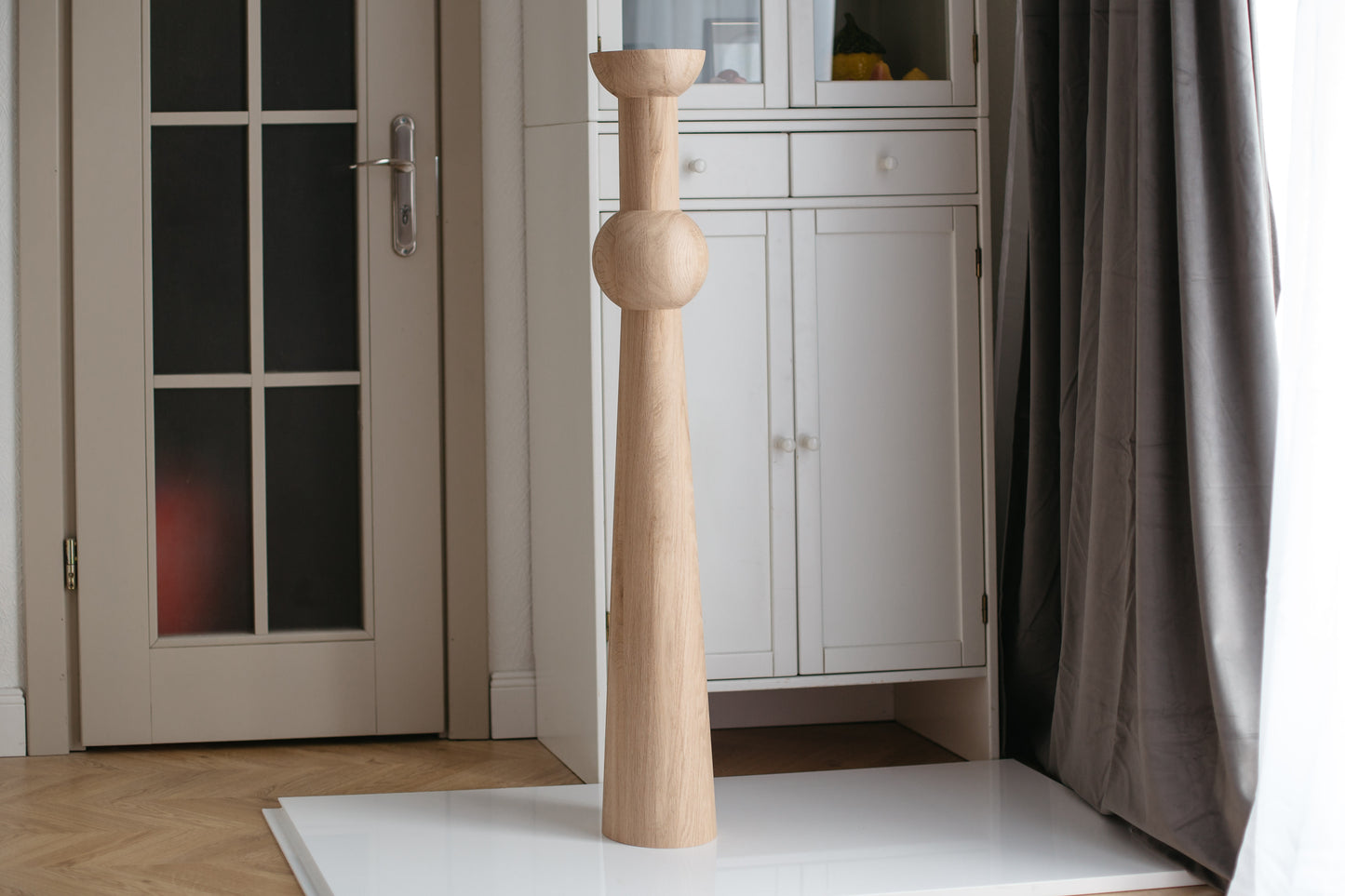Tall Wooden Table & Bar Support Leg – Lathe-Turned Design, H1100 mm