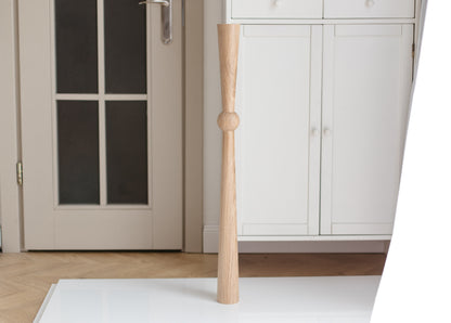 Wooden Table & Bar Leg with Center Sphere – Solid Oak, Handmade, Set of 2, H870 mm