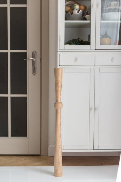 Wooden Table & Bar Leg with Center Sphere Detail – Lathe-Turned Design, H870 mm