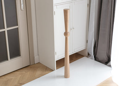 Wooden Table & Bar Leg with Center Sphere – Solid Oak, Handmade, Set of 2, H870 mm