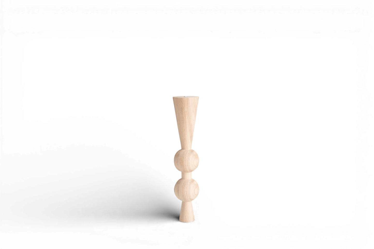 Natural Wooden Coffee Table Leg with Dual Top Spheres – Handmade Design, H400 mm