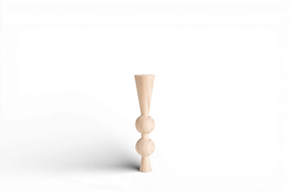 Natural Wooden Coffee Table Leg with Dual Top Spheres – Handmade Design, H400 mm
