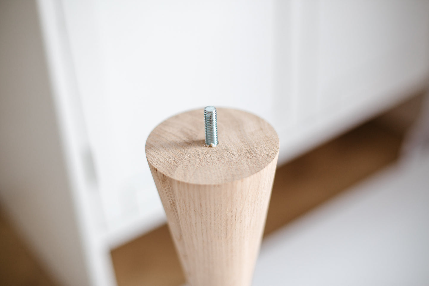 Natural Wooden Coffee Table Leg with Dual Top Spheres – Handmade Design, H400 mm