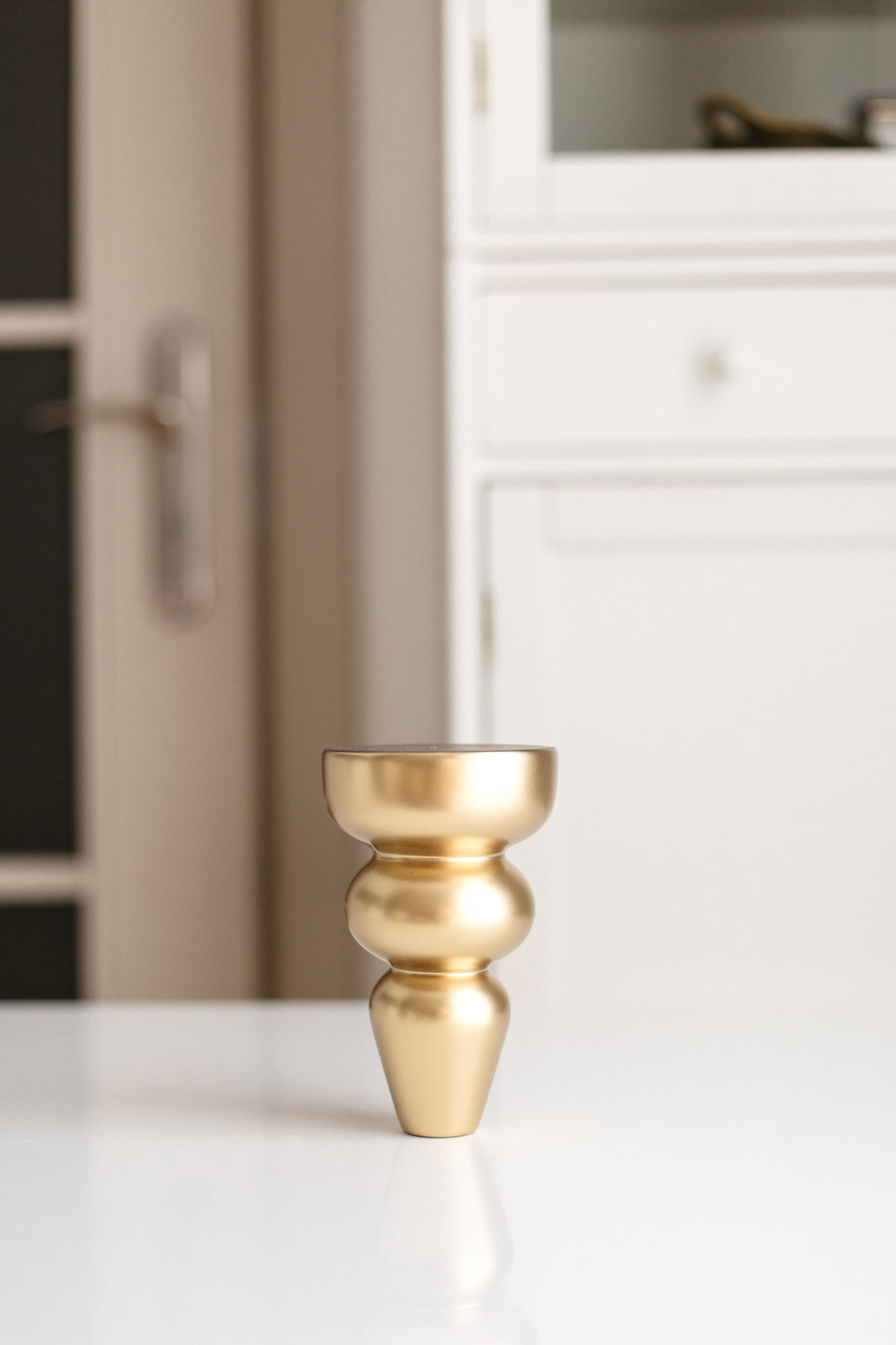 Birch Wooden Furniture Leg – Gold Matte Finish (IGM), H155 mm