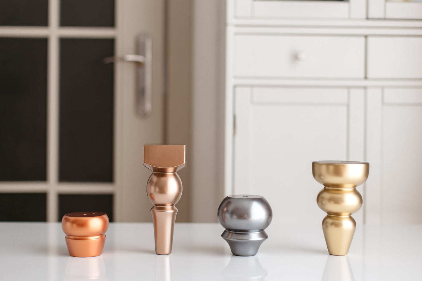 Birch Wooden Furniture Leg – Copper Matte Finish (IGM), H65 mm