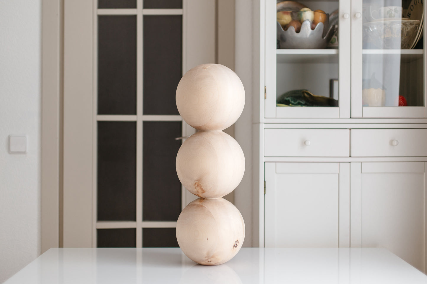 Wooden Table & Coffee Table Leg with Triple Sphere Detail – Handmade Design, H612 mm