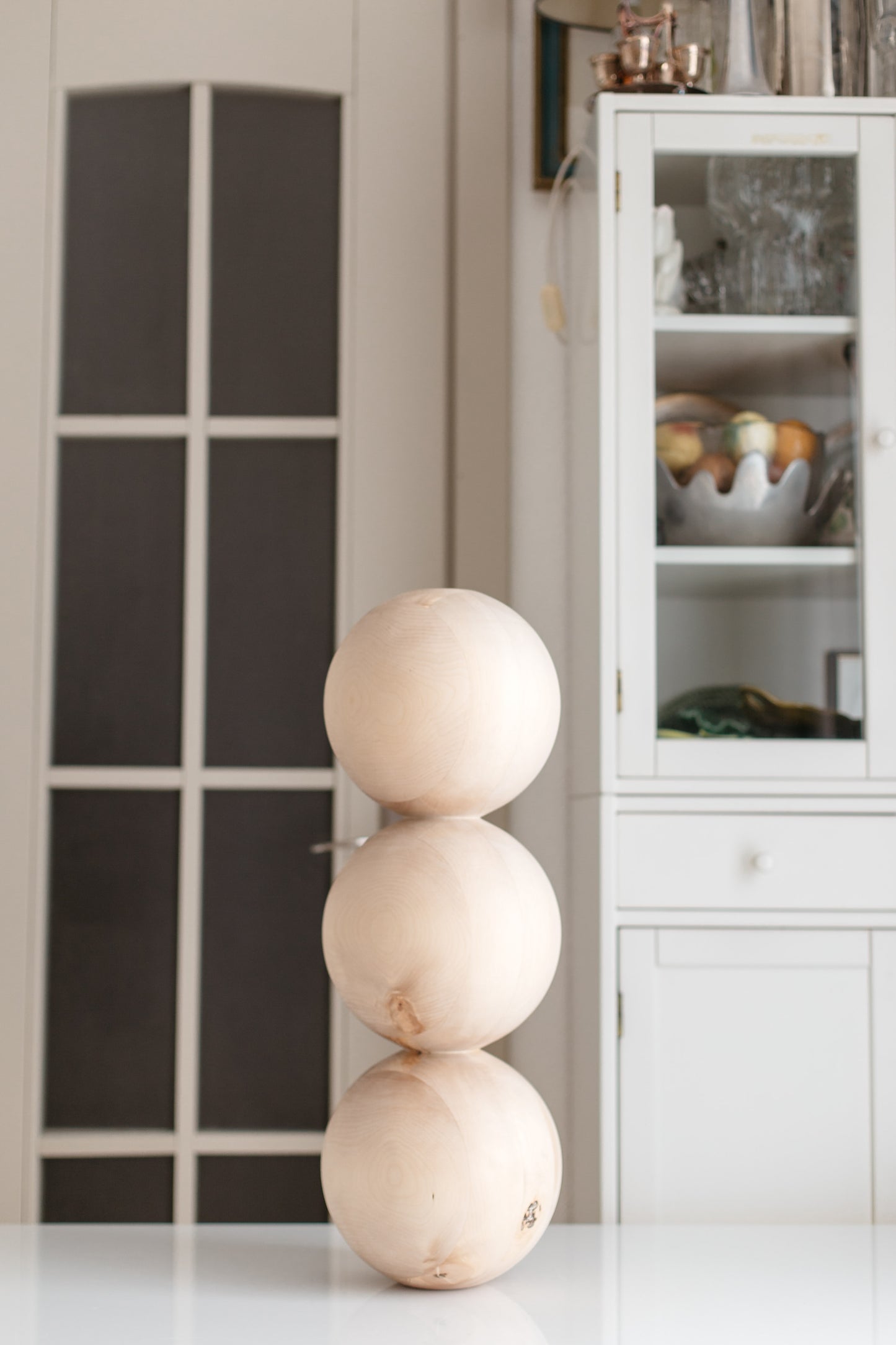 Wooden Table & Coffee Table Leg with Triple Sphere Detail – Handmade Design, H612 mm