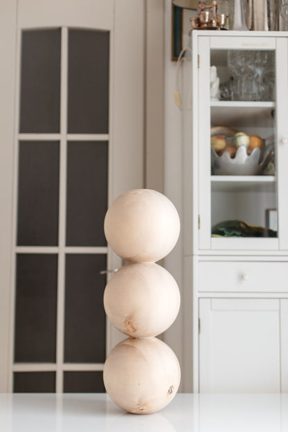 Wooden Table & Coffee Table Leg with Triple Sphere Detail – Handmade Design, H612 mm