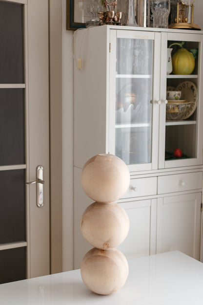 Wooden Table & Coffee Table Leg with Triple Sphere Detail – Handmade Design, H612 mm