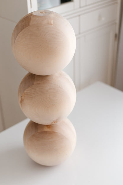 Wooden Table & Coffee Table Leg with Triple Sphere Detail – Handmade Design, H612 mm