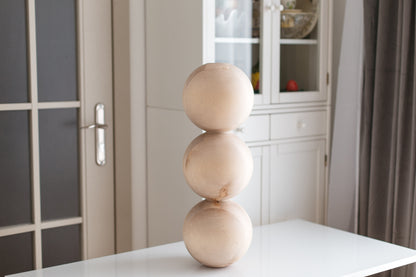 Wooden Table & Coffee Table Leg with Triple Sphere Detail – Handmade Design, H612 mm