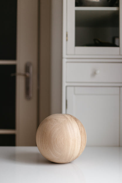 Round Turned Wooden Furniture Leg with Sphere Detail – Handmade, H200 mm