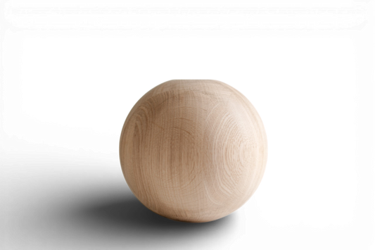Round Turned Wooden Furniture Leg with Sphere Detail – Handmade, H200 mm