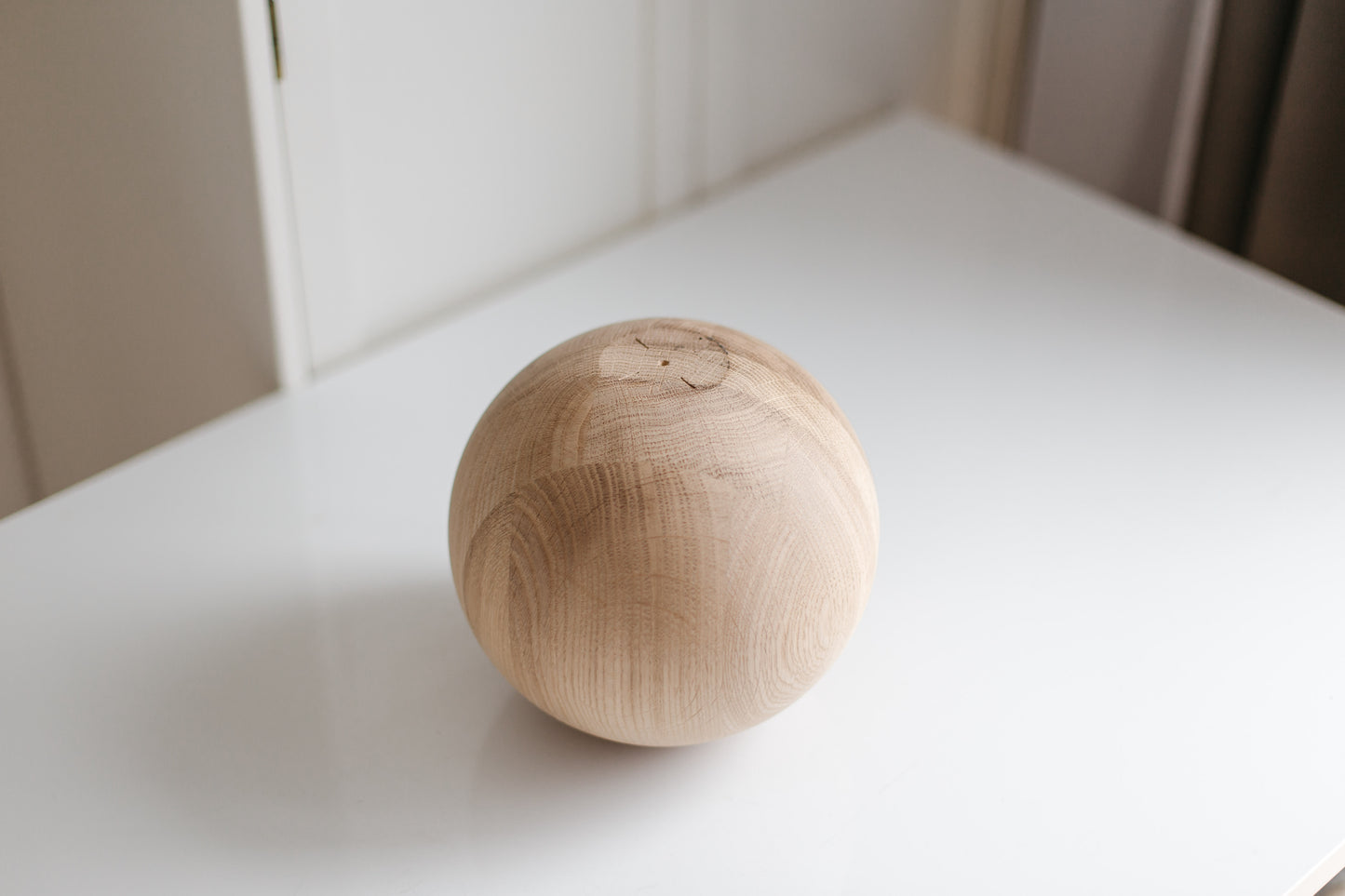 Round Turned Wooden Furniture Leg with Sphere Detail – Handmade, H200 mm