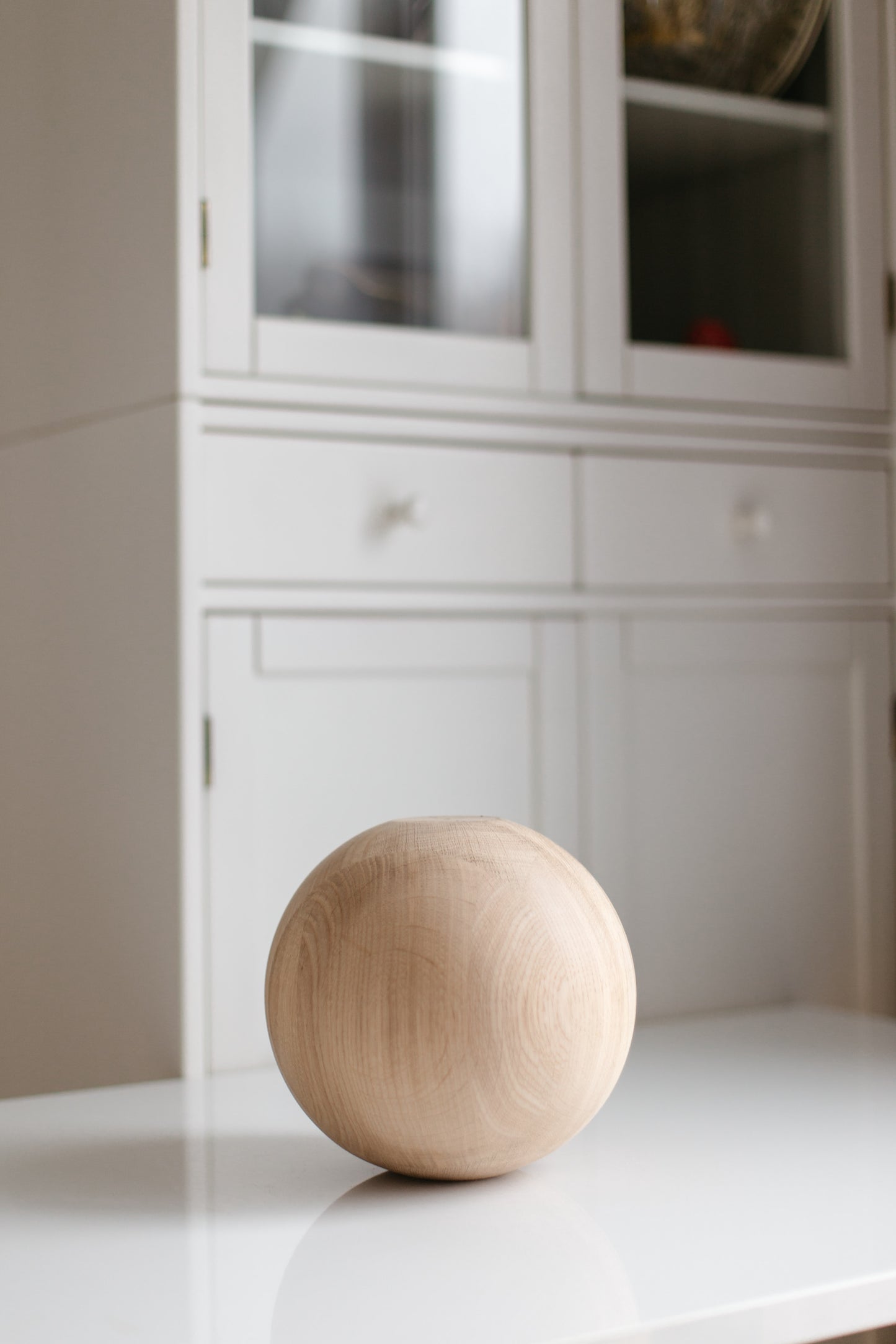 Round Turned Wooden Furniture Leg with Sphere Detail – Handmade, H200 mm