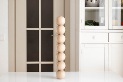 Wooden Table & Bar Leg with Seven Sphere Details – Handmade Design, H574 mm