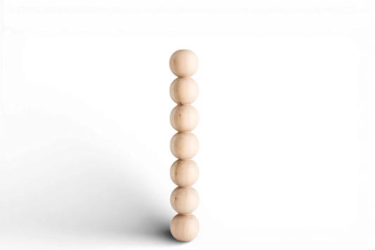 Wooden Table & Bar Leg with Seven Sphere Details – Handmade Design, H574 mm