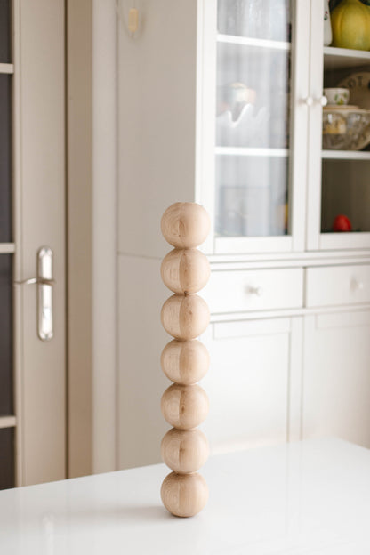 Wooden Table & Bar Leg with Seven Sphere Details – Handmade Design, H574 mm