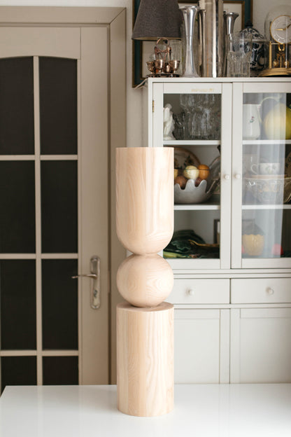 Wooden Table & Kitchen Island Leg with Center Sphere – Handmade Design, H902 mm