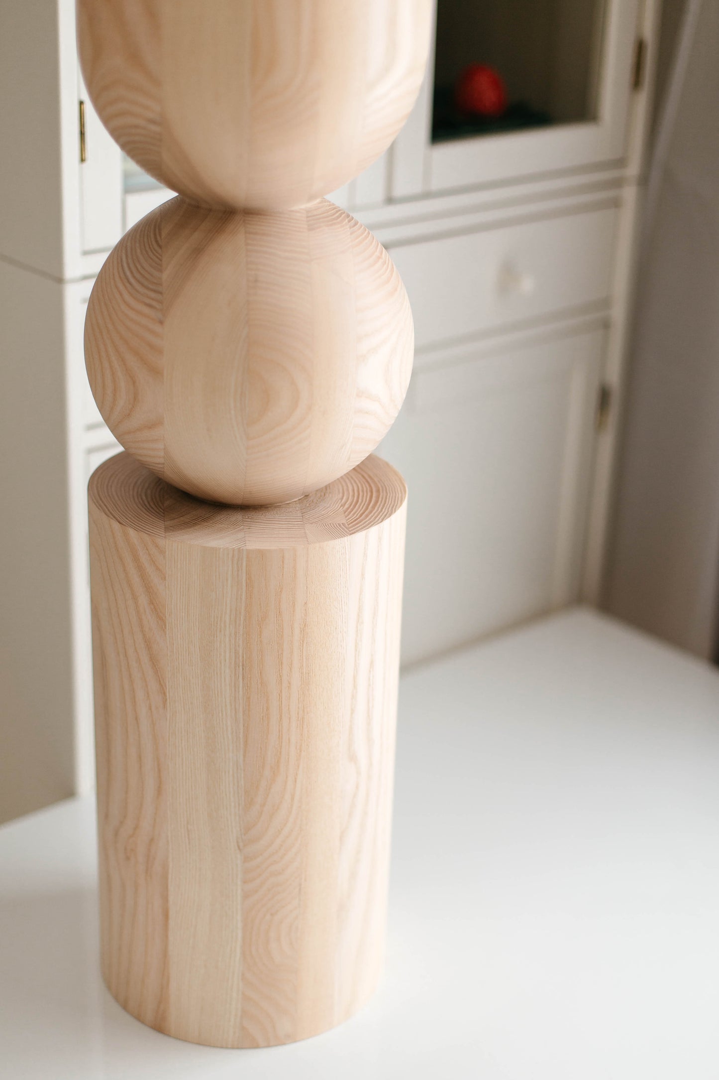 Wooden Table & Kitchen Island Leg with Center Sphere – Handmade Design, H902 mm