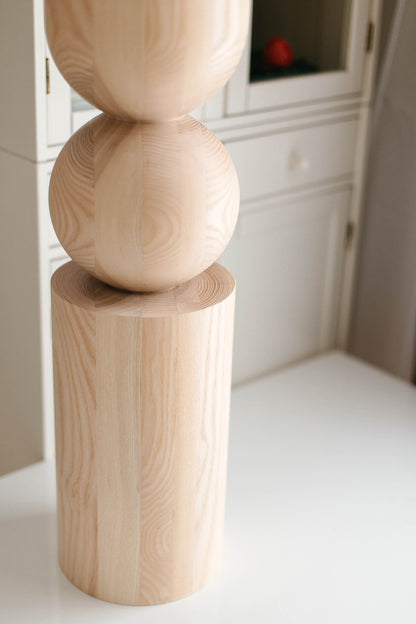 Wooden Table & Kitchen Island Leg with Center Sphere – Handmade Design, H902 mm