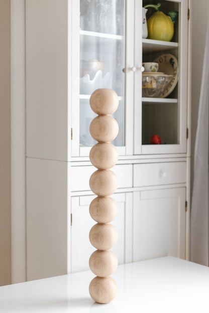 Wooden Table & Bar Leg with Eight Sphere Details – Handmade Design, H690 mm