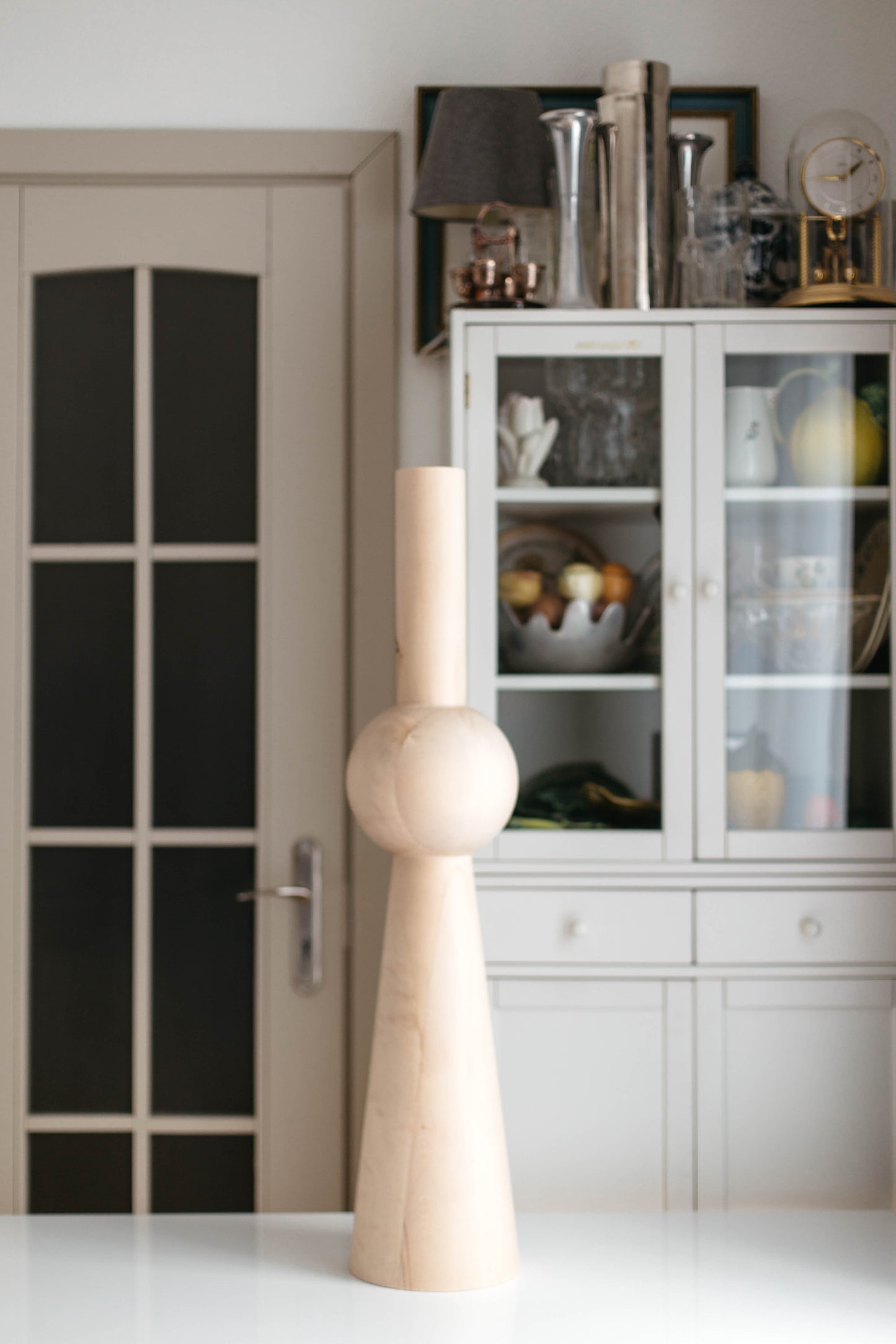 Wooden Table & Kitchen Island Leg with Center Sphere – Handmade, H943 mm