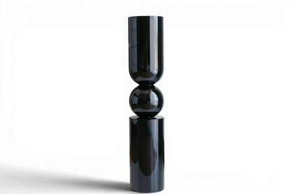Black Gloss Birch Wood Furniture Leg for Kitchen Island – RAL9005, H690 mm