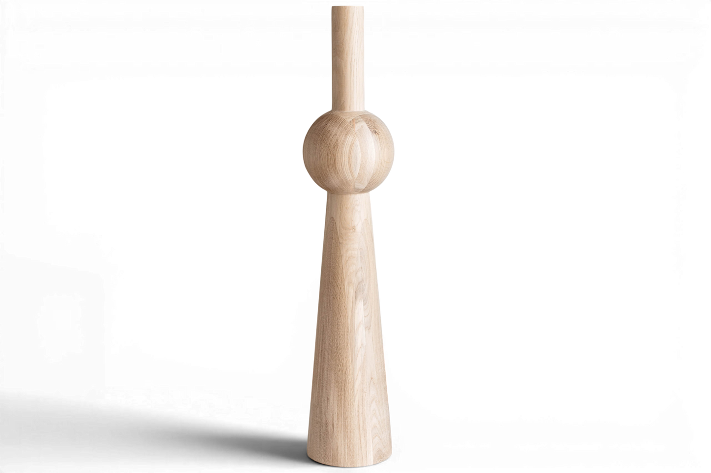 Tapered Wooden Furniture Leg with Sphere Detail – Lathe-Turned Design, H900 mm