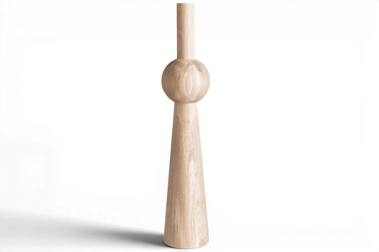 Tapered Wooden Furniture Leg with Sphere Detail – Lathe-Turned Design, H900 mm