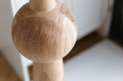 Tapered Wooden Furniture Leg with Sphere Detail – Lathe-Turned Design, H900 mm