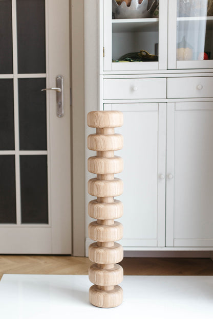 Stacked Wooden Kitchen Island Leg – Turned Wood Furniture Leg, H841 mm