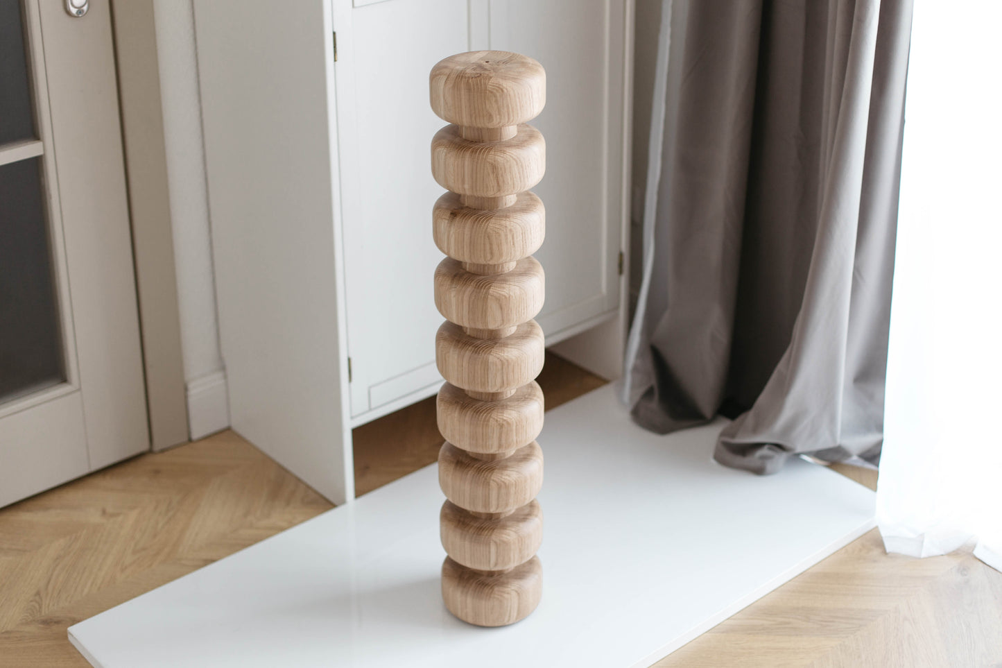 Stacked Wooden Kitchen Island Leg – Turned Wood Furniture Leg, H841 mm