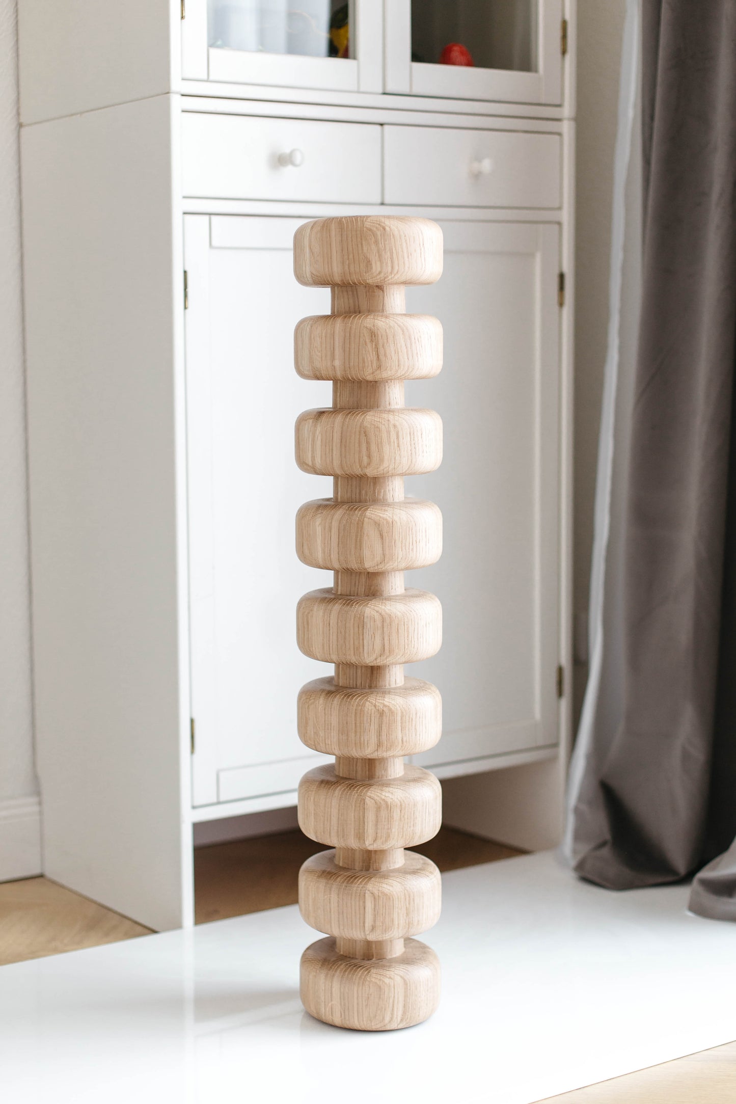 Stacked Wooden Kitchen Island Leg – Turned Wood Furniture Leg, H841 mm