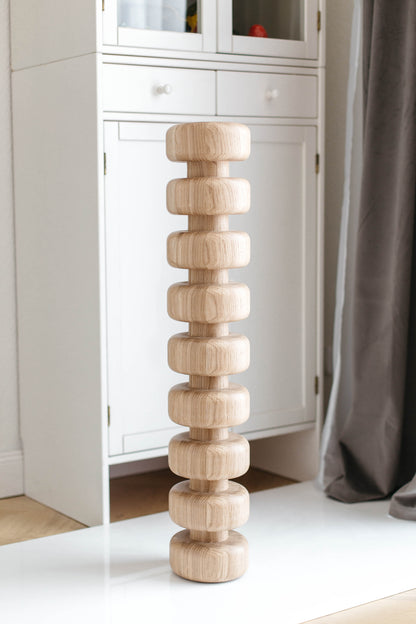 Stacked Wooden Kitchen Island Leg – Turned Wood Furniture Leg, H841 mm