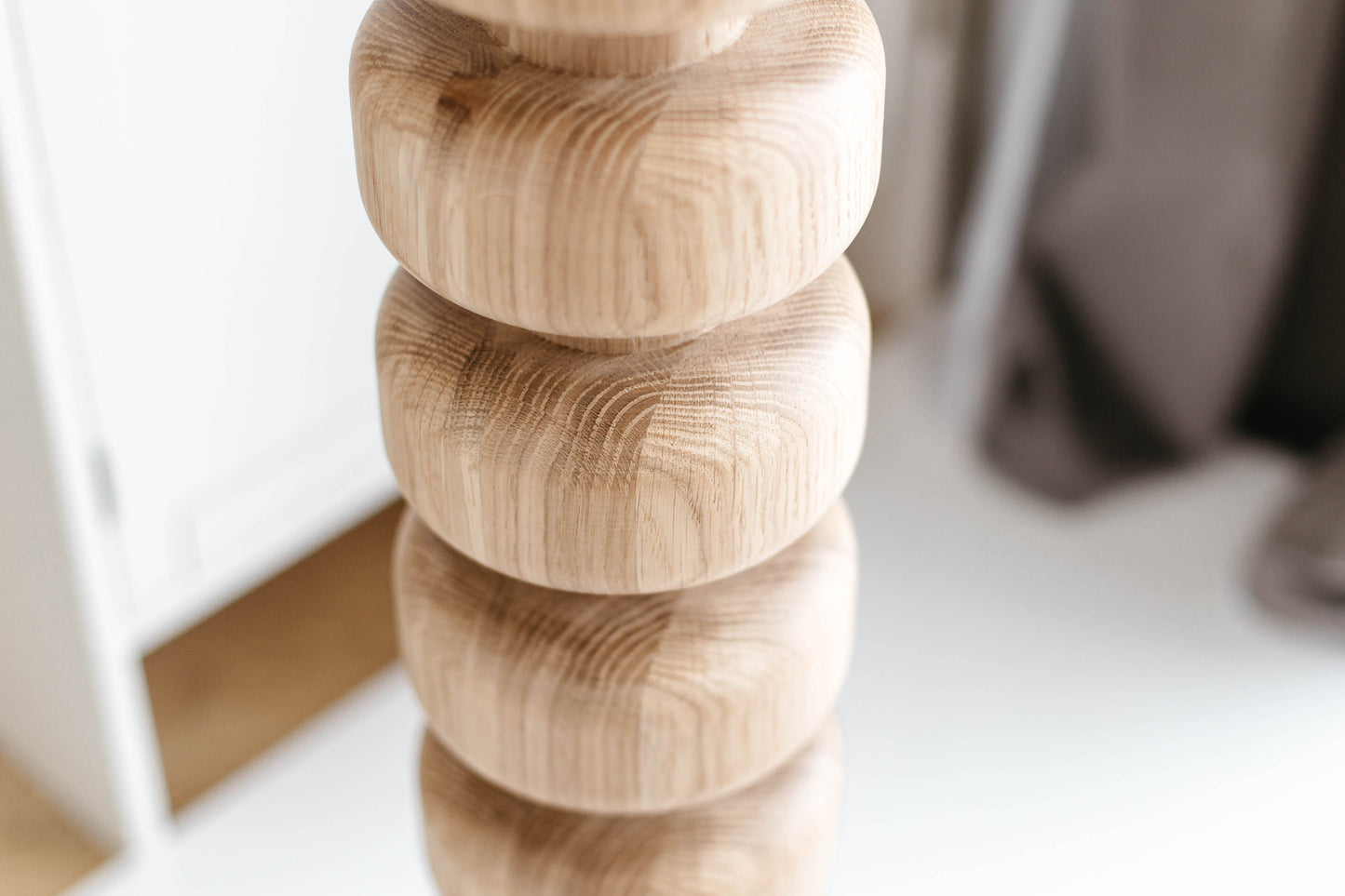 Stacked Wooden Kitchen Island Leg – Turned Wood Furniture Leg, H841 mm