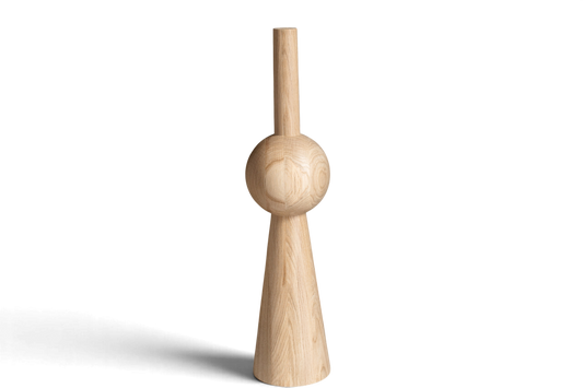 Tapered Wooden Furniture Leg with Sphere Detail – Lathe-Turned Design, H710 mm