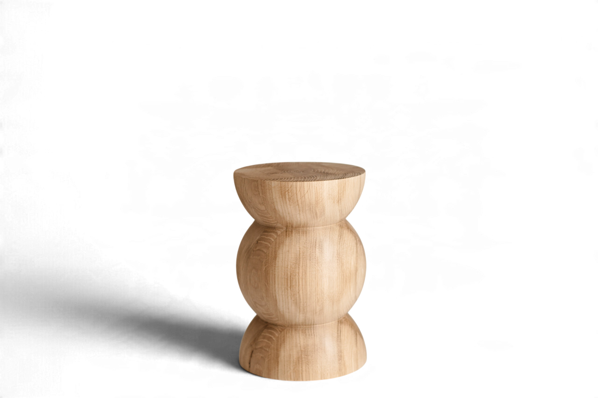 Handmade Wooden Block – Solid Wood with Sphere Details H300 mm