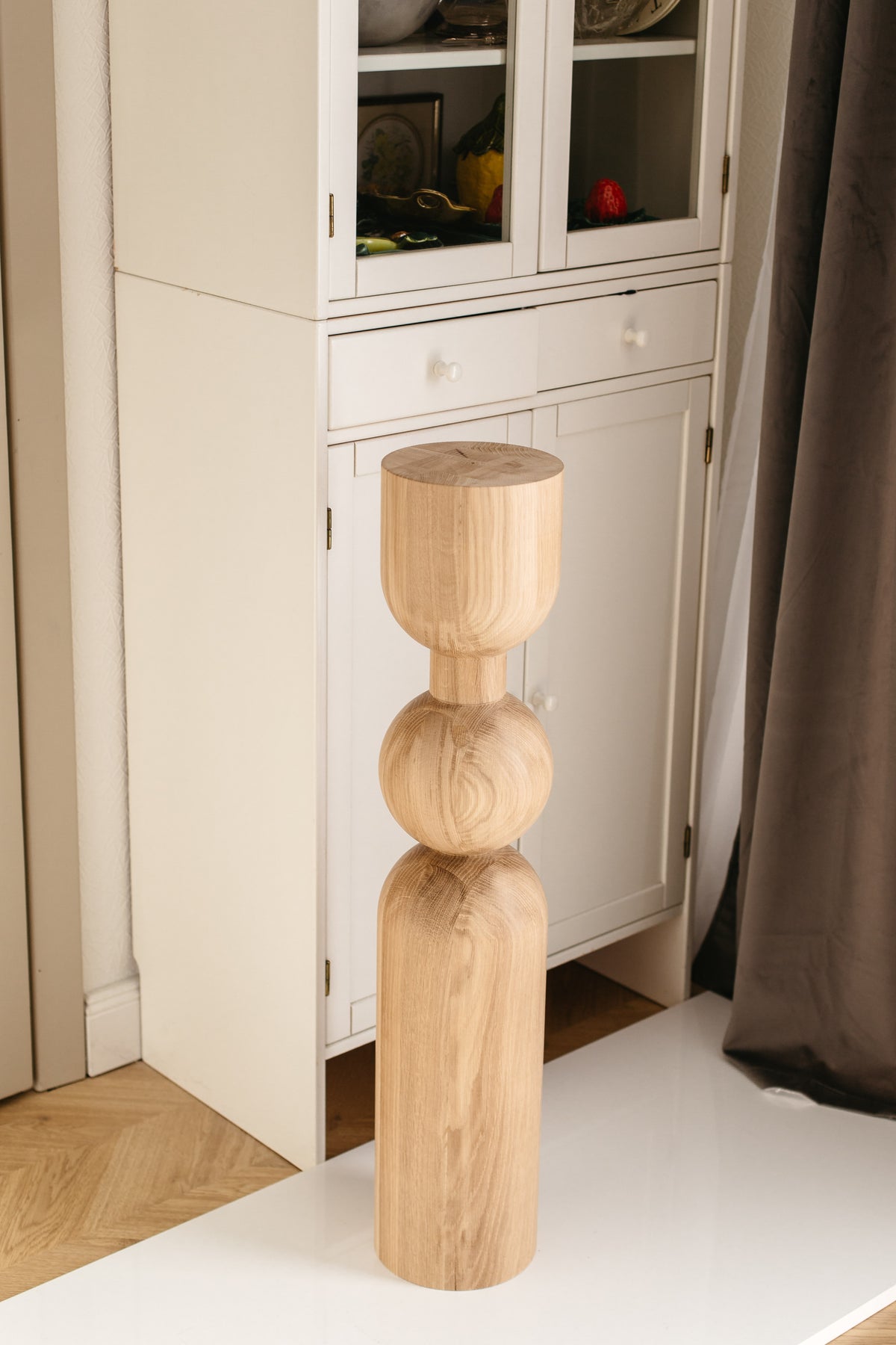 Wooden Table & Kitchen Island Leg with Sphere, H900 mm