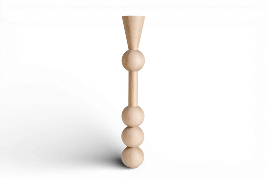 Wooden Furniture Leg with Four Sphere Details – Lathe-Turned Table Support, H760 mm