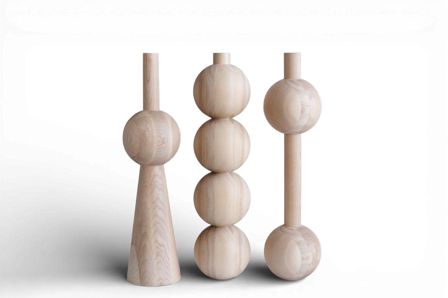 Wooden Furniture Leg with Four Sphere Details – Handmade Design, Set of 3, H670 mm