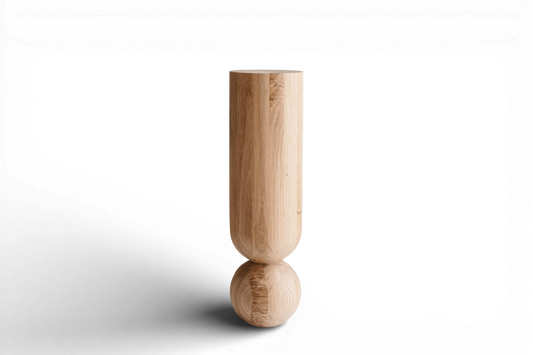 Natural Wooden Coffee Table Leg with Sphere Detail – Lathe-Turned Design, H500 mm