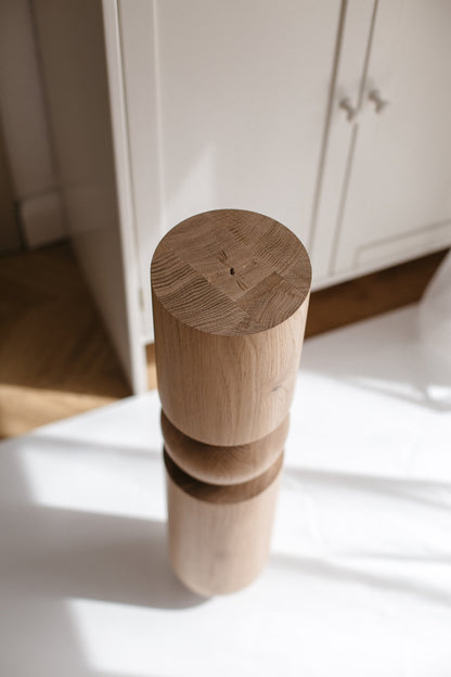 Wooden Table & Bar Leg with Rounded Sphere Detail – Lathe-Turned Design, H690 mm